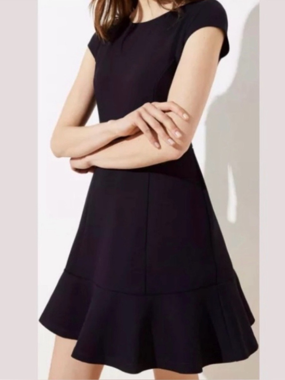 LOFT Ponte Flounce Flair Dress - Picture 2 of 9